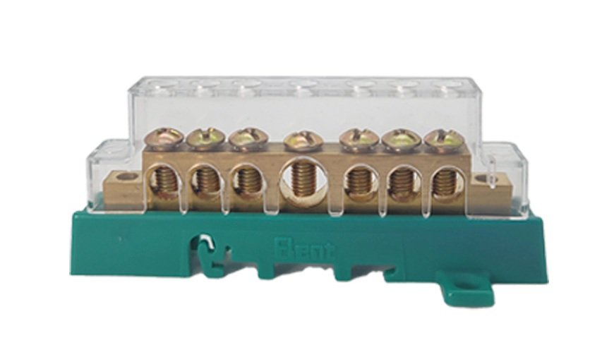 DISTRIBUIDOR ELENT 1X125A 7 TORNILLOS PROF P/RIEL DIN VERDE